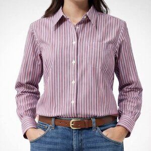 L.L. Bean Non-Wrinkle Classic Preppy Feminine Purple Striped Button Up [size L]
